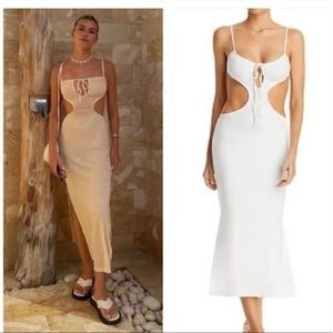 WeWoreWhat Ruched Cutout Maxi Dress Off white